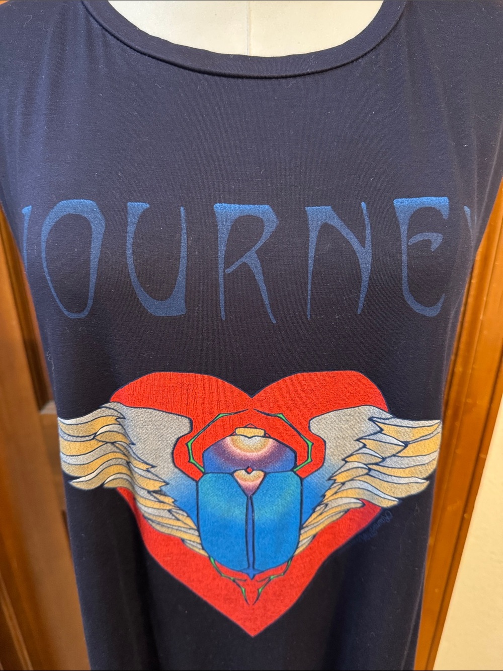 Lauren Moshi Journey Graphic Dress - Black with Red & Blue Heart Size L - Picture 10 of 10